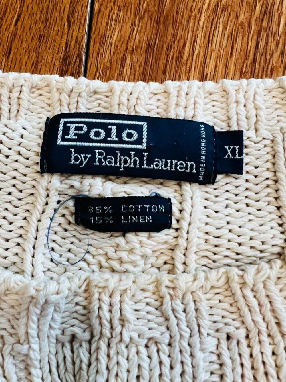 Vintage 90's Polo Ralph Lauren Men’s Cable Knit Fisherman Sweater Size XL Chunky - Picture 5 of 16